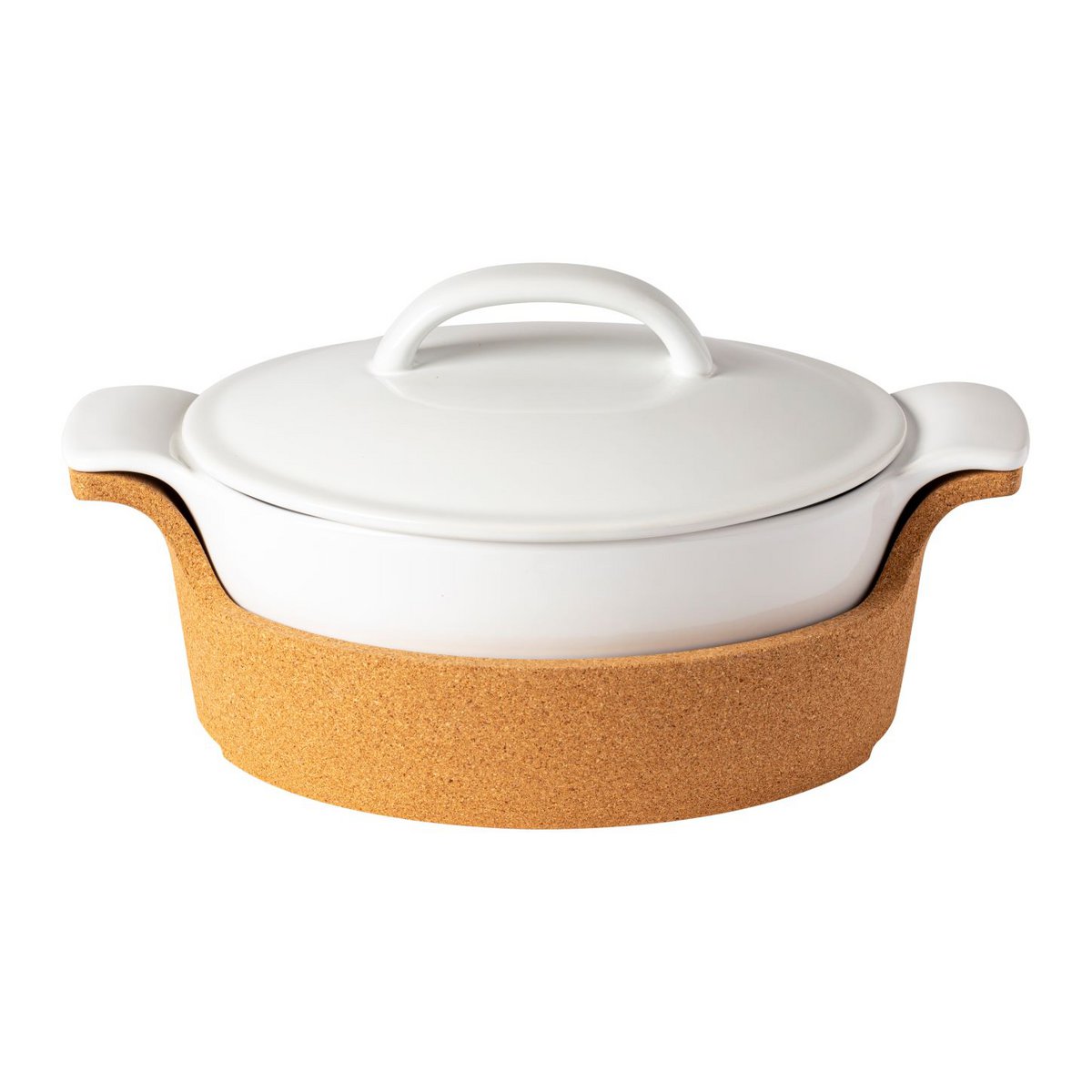 ENSEMBLE Oval cov. Bräter mit Korkplatte 12 DH 301 weiß