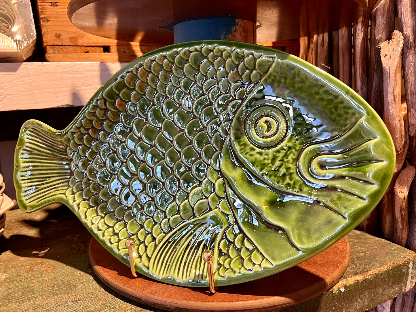 Fischteller "groß" khaki handmade Portugal