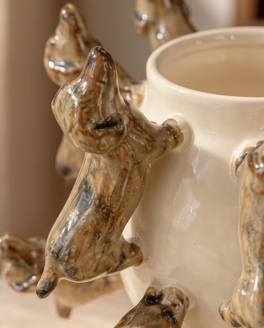 Vase „Dog Circle“ – dekorative Vase mit Dackelfiguren